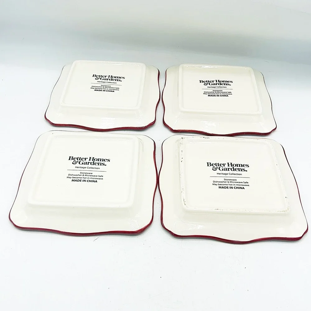 Better Homes & Gardens Square Appetizer Plates Set of 4 Heritage‎ Collection